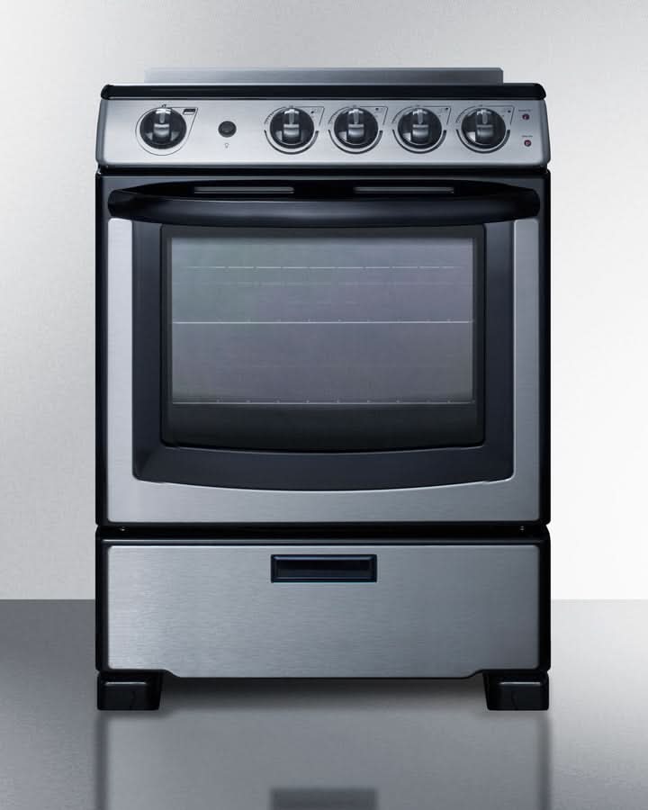 Summit - 24 Wide Electric Range & Convertible Hood - REXH24RSS