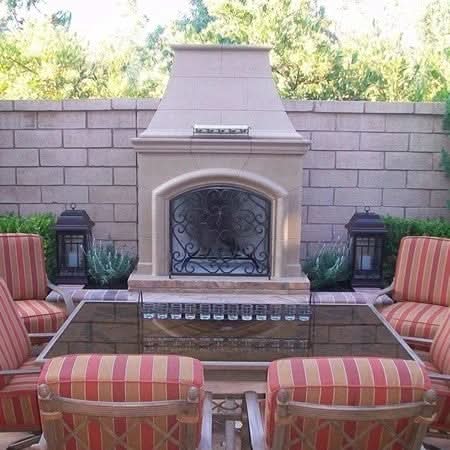 American Fyre Design 87 Inch Vented Free-Standing Outdoor Phoenix Fireplace, 16 Inch Roundover Bullnose, No Recess, Black Lava, Key Value on the RIGHT/Gas Source out the BACK- 017-03-N-BA-RBC