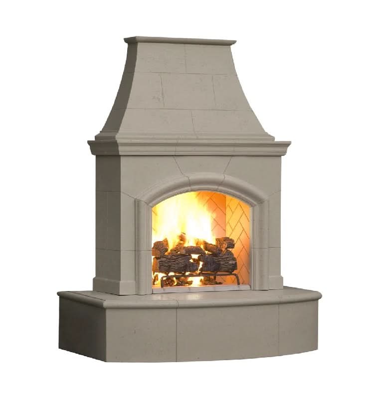 American Fyre Design 87 Inch Vented Free-Standing Outdoor Phoenix Fireplace, 16 Inch Rectangle Bullnose, No Recess, Sedona, Key Value on the LEFT/Gas Source UNDERNEATH- 017-02-N-SD-LUC