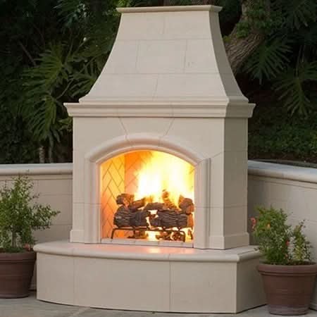 American Fyre Design 87 Inch Vented Free-Standing Outdoor Phoenix Fireplace, 16 Inch Roundover Bullnose, No Recess, Black Lava, Key Value on the RIGHT/Gas Source out the BACK- 017-03-N-BA-RBC