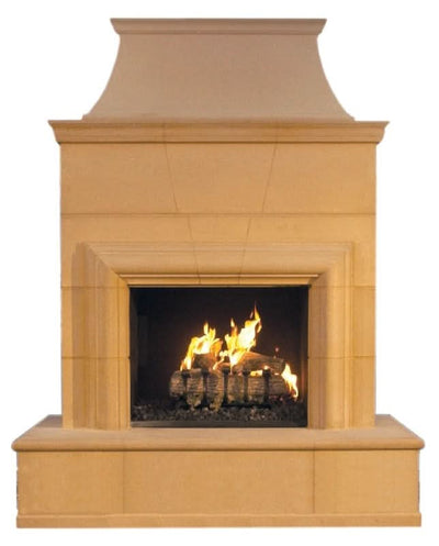 American Fyre Designs 95 Inch Vented Free-Standing Outdoor Cordova Fireplace, 16 Inch Rectangle Bullnose, No Recess, Smoke, Key Value on the LEFT/Gas Source UNDERNEATH- 022-20-N-SM-LUC