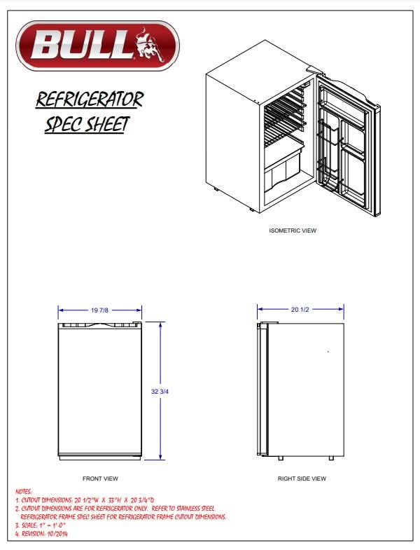 Bull 4.5 cu. Ft Standard Refrigerator Open Box- 11000-OB