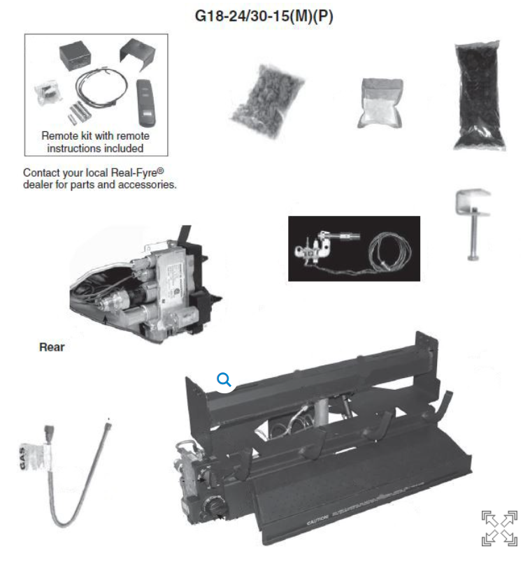 Peterson Gas Logs - 24/30" VF BURNER FOR EFV LOGS -REMOTE - G18243015