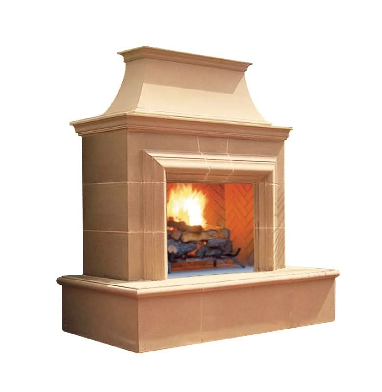 American Fyre Designs 82 Inch Vent-Free Free-Standing Outdoor Reduced Cordova Fireplace, White Concrete, Key Value on the RIGHT/Gas Source UNDERNEATH- 123-20-N-WC-RUC