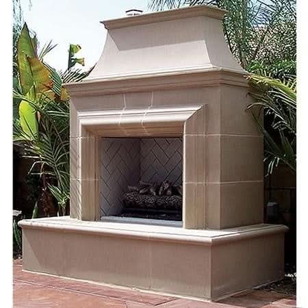 American Fyre Designs 82 Inch Vent-Free Free-Standing Outdoor Reduced Cordova Fireplace, Smoke, Key Value on the RIGHT/Gas Source UNDERNEATH- 123-20-N-SM-RUC