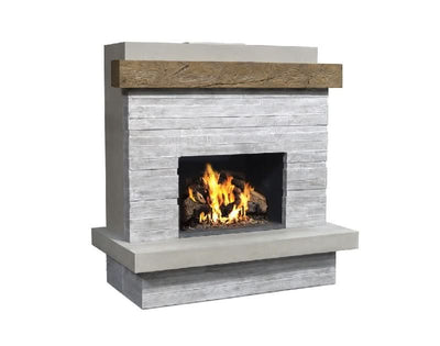 American Fyre Designs 68 1/2 Inch Vent-Free Wall Mount Outdoor Brooklyn Fireplace, French Barrel Oak, Key Value on the RIGHT/Gas Source UNDERNEATH- 150-CG-N-FO-RUC