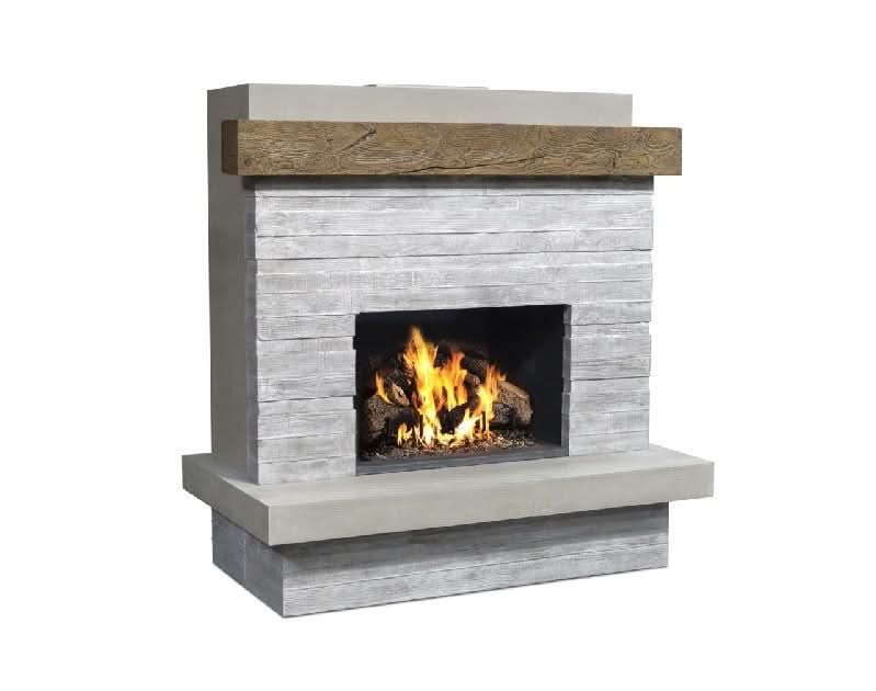 American Fyre Designs 68 1/2 Inch Vent-Free Wall Mount Outdoor Brooklyn Fireplace, French Barrel Oak, Key Value on the RIGHT/Gas Source UNDERNEATH- 150-CG-N-FO-RUC