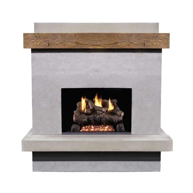American Fyre Designs 68 1/2 Inch Vent-Free Wall Mount Outdoor Brooklyn Smooth Fireplace - French Barrel Oak- 160-CG-N-FO-LBC