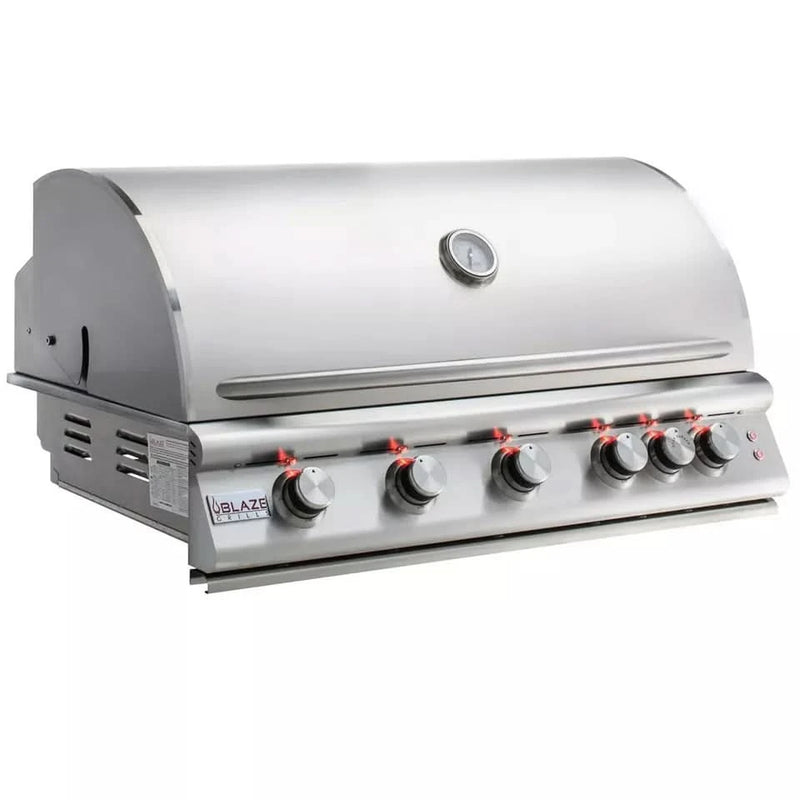Blaze Outdoor Premium Package LTE 40-inch 5 Burner Grill with Stainless Steel Access Door, Cover, Refrigerator, Power Burner and Trash Can LP