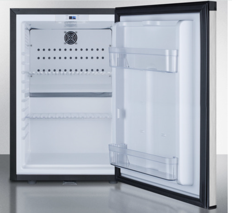 Summit - 16 Wide Compact Minibar with stainless steel door and black cabinet - MB26SS
