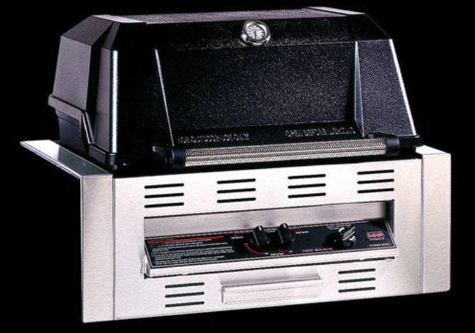 MHP Grill 27" Built-In W/ Stainless Steel Grids, Standard Burners, Cast Aluminum in Propane Gas with Stainless Steel Grill Enclosure Sleeve- WNK4DD-P + NMSGS