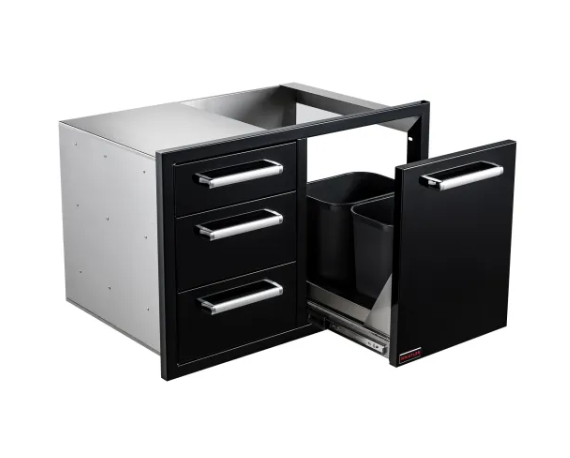 Bonfire Whistler  Black Series - Triple Drawer and Trash Can Combo - CBATDT-B