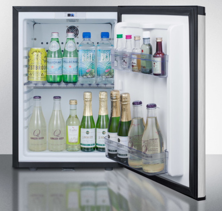 Summit - 16 Wide Compact Minibar with stainless steel door and black cabinet - MB26SS