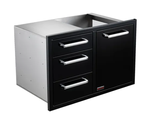 Bonfire Whistler  Black Series - Triple Drawer and Trash Can Combo - CBATDT-B