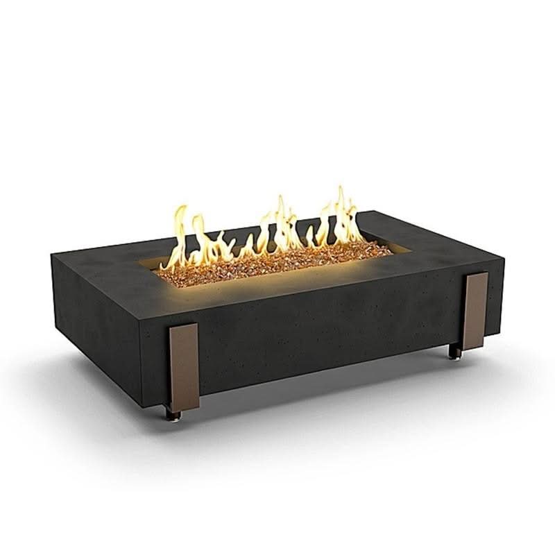 American Fyre Designs 16 1/2 Inch Rectangle Iron Saddle Firetable, Black Lava, Natural Gas- 580-BA-11-M7NC