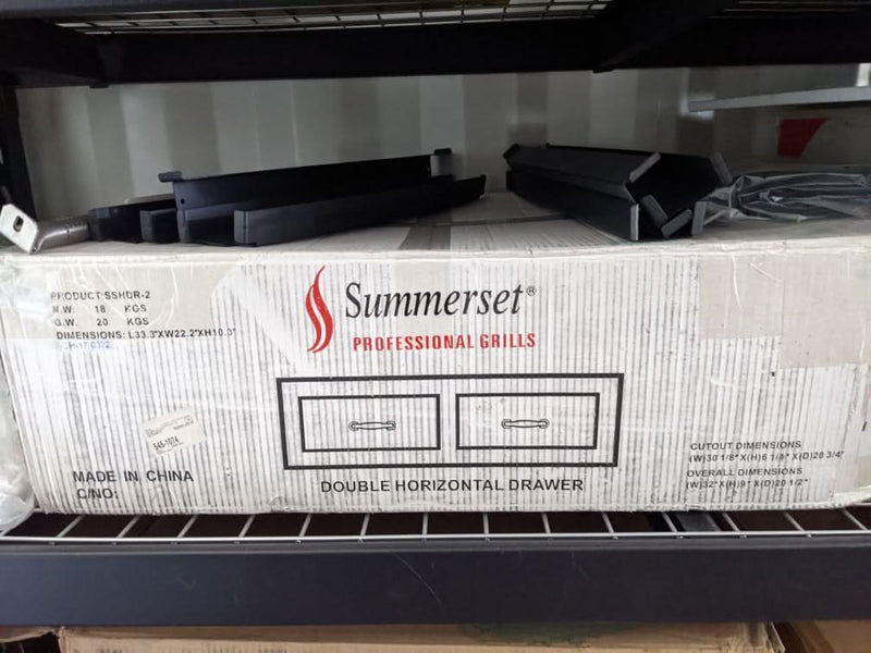 Summerset 30" Flush Mount Horizontal Double Access Drawer Open Box- SSDR2-32H-OB