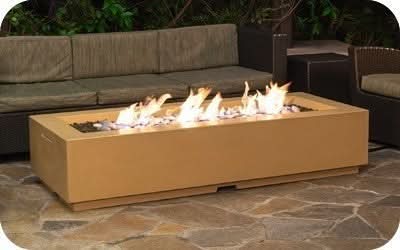 American Fyre Designs 72 Inch Louvre Long Rectangle Firepit, Cafe Blanco, Natural Gas- 688-CB-11-M8NC