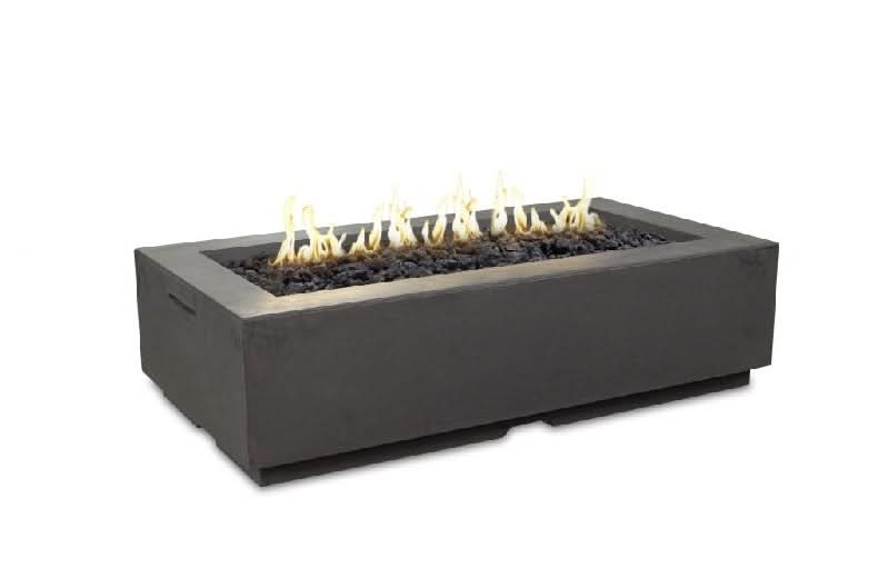 American Fyre Designs 56 Inch Louvre Rectangle Firepit, Smoke, Propane Gas- 689-SM-11-M7PC