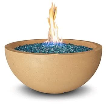 American Fyre Designs 36 Inch Round Fire Bowl, Cafe Blanco, Natural Gas- 732-CB-11-M6NC