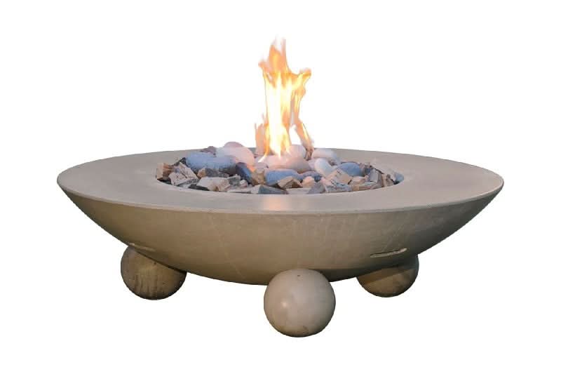 American Fyre Designs 16 Inch Versailles Round Firetable with Ball Feet, Black Lava, Propane Gas- 744-BA-11-M6PC