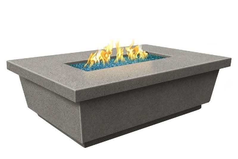 American Fyre Designs Reclaimed Wood 15 1/2 Inch Contempo Rectangle Firetable, Silver Pine, Propane Gas- 783-BA-SP-M4PC
