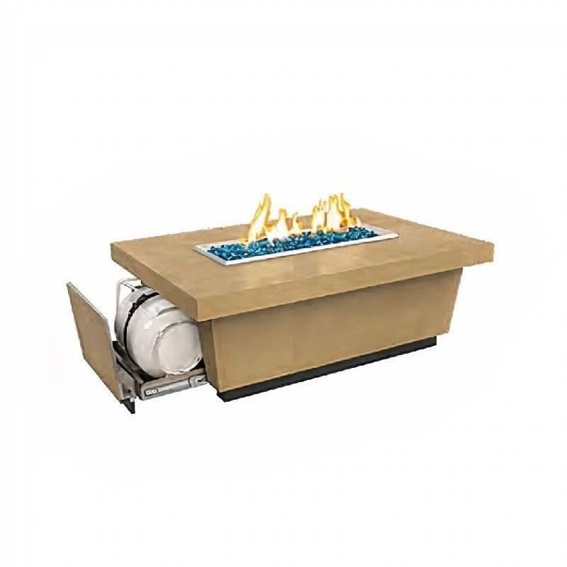 American Fyre Designs 18 1/2 Inch Contempo Rectangle Propane Gas Drawer Tank Firetable, Silver Pine- 785-BA-SP-M4PC