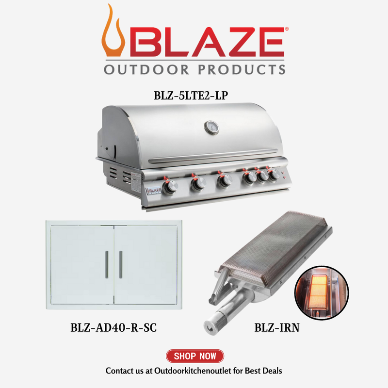 Blaze Outdoor Basic Package LTE Premium 40-inch 5 Burner Grill with Stainless Steel Access Door and Infrared Burner LP