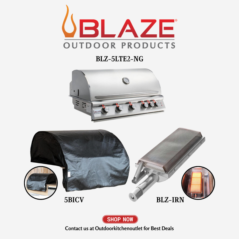 Blaze Outdoor Premium Package 5 LTE 5 Burner Grill Package with Cover and Infrared Burner NG