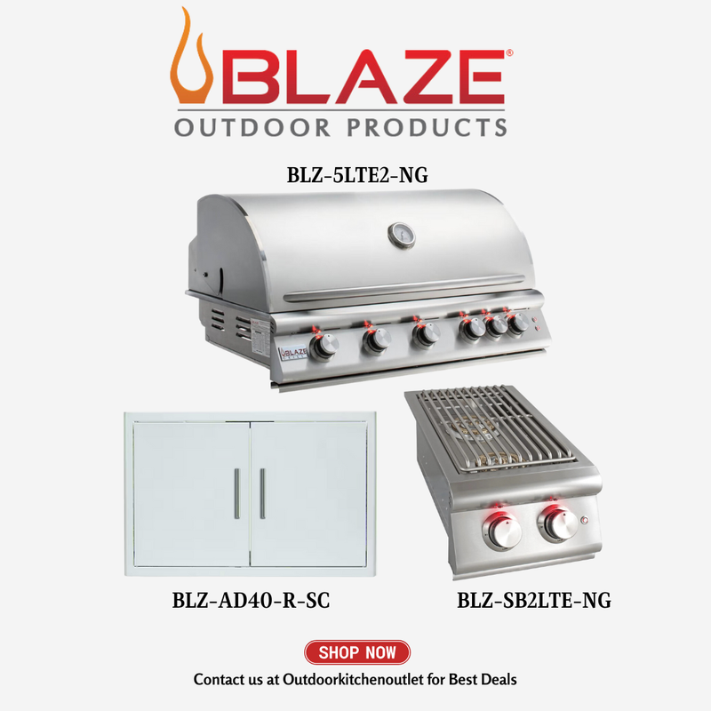 Blaze Outdoor Basic Package LTE 40-inch 5 Burner Grill with Stainless Steel Access door and double side burner NG
