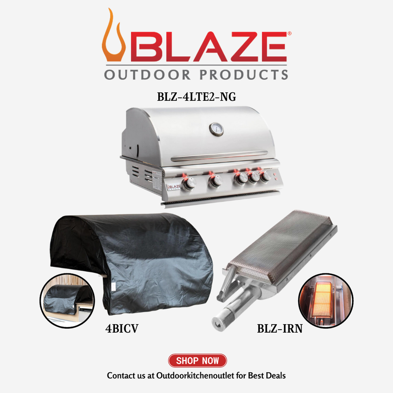 Blaze Outdoor Basic Package LTE 32-inch 4 Burner Grill with Cover and Infrared Burner NG