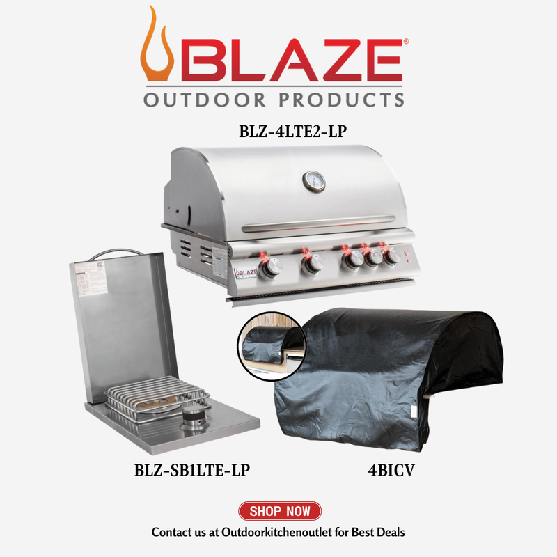Blaze Outdoor Basic Package LTE 32-inch 4 Burner Grill with Single Side Burner and Cover LP