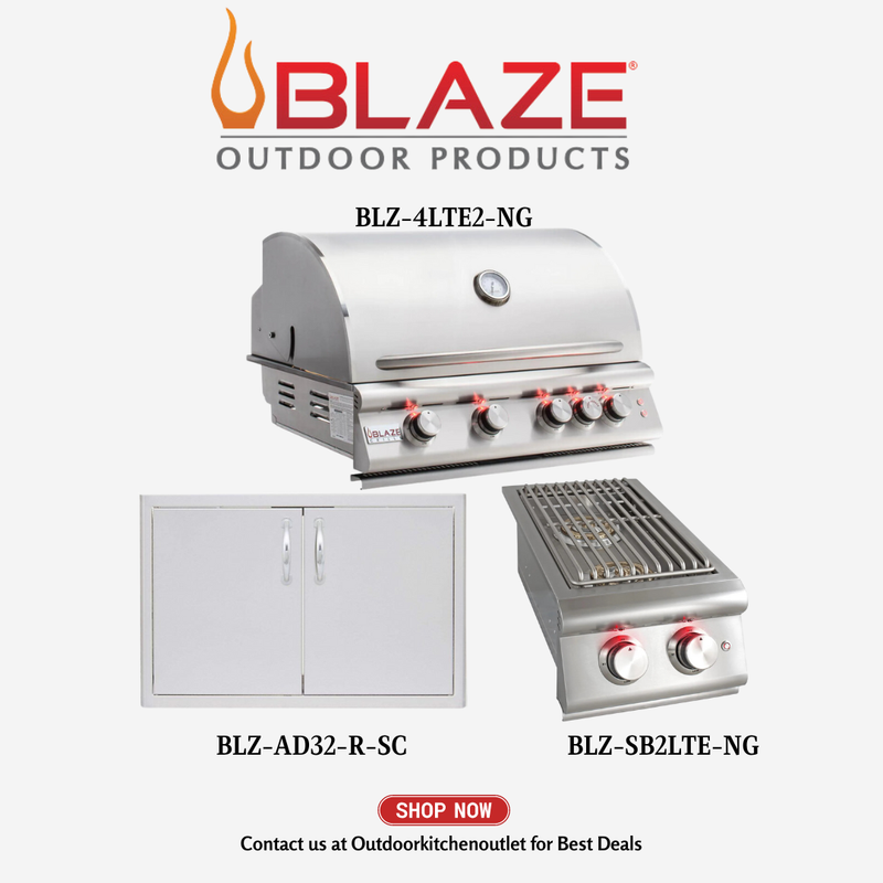 Blaze Outdoor Basic Package LTE 32-inch 4 burner Grill with Stainless Steel Access Door and Side Burner NG