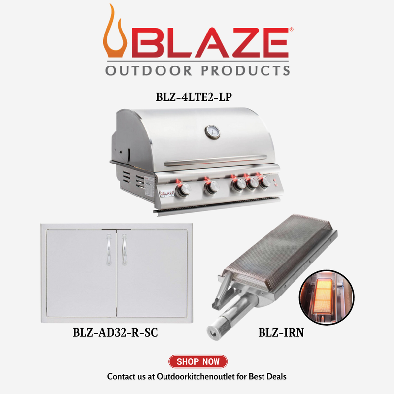 Blaze Outdoor Basic Package LTE 32 inch 4 Burner with Stainless Steel Access Door and Infrared Burner LP