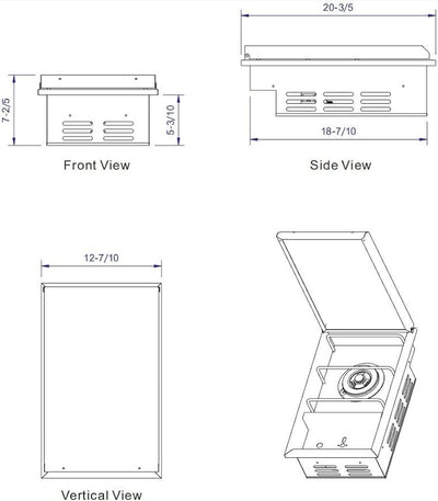 Bonfire Whistler - 28-Inch 3-Burner Built-In LP Grill with Side Burner Door/Drawer Combo and Smoker Box - PCKG2CBB3-LP-DDSMKBX