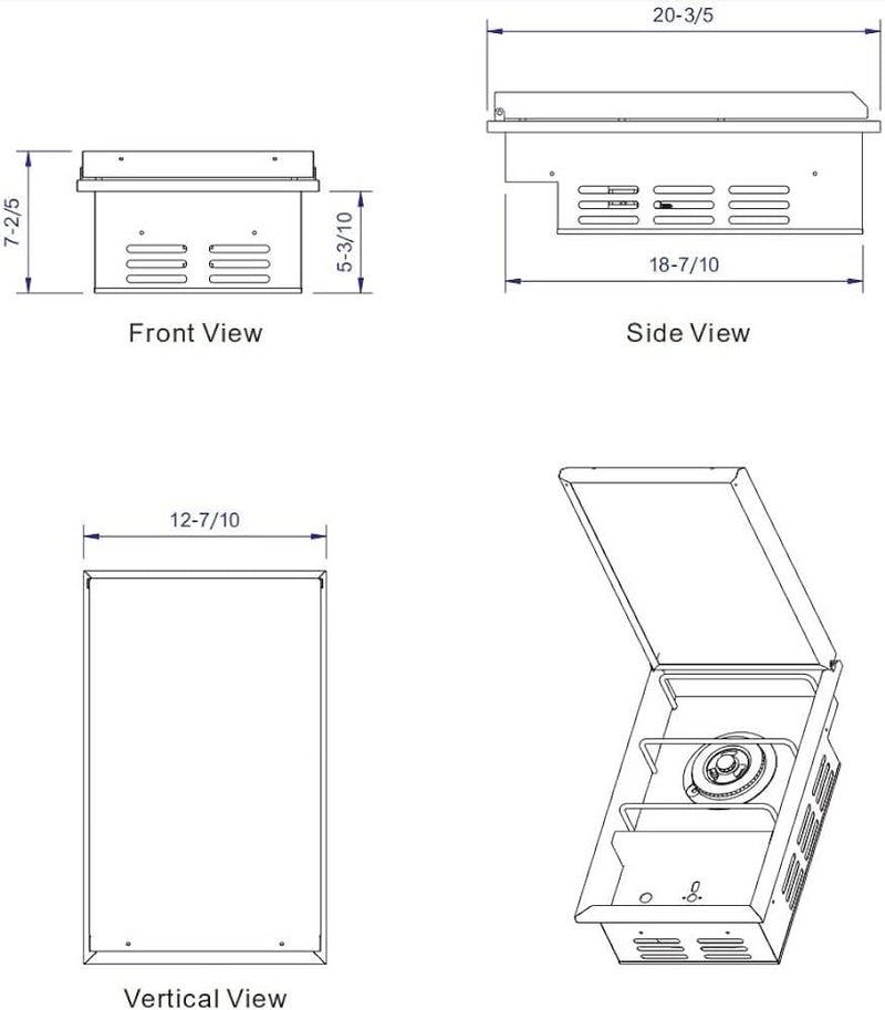 Bonfire Whistler - 28-Inch 3-Burner Built-In LP Grill with Side Burner Door/Drawer Combo and Smoker Box - PCKG2CBB3-LP-DDSMKBX