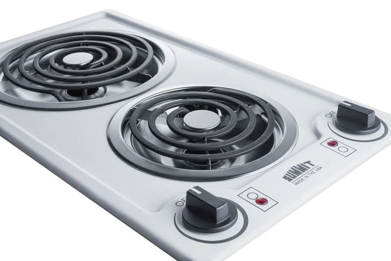 Summit 12 Wide 230V 2-Burner Coil Cooktop White - CCE225WH