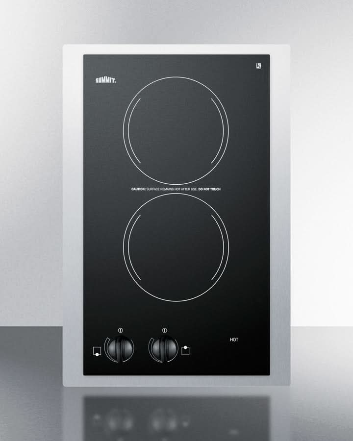 Summit 15 Wide 115V 2-Burner Radiant Cooktop Black - CR2110TK15