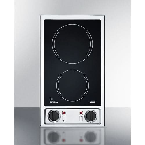 Summit 12 Wide 115V 2-Burner Radiant Cooktop Black - CR2B120