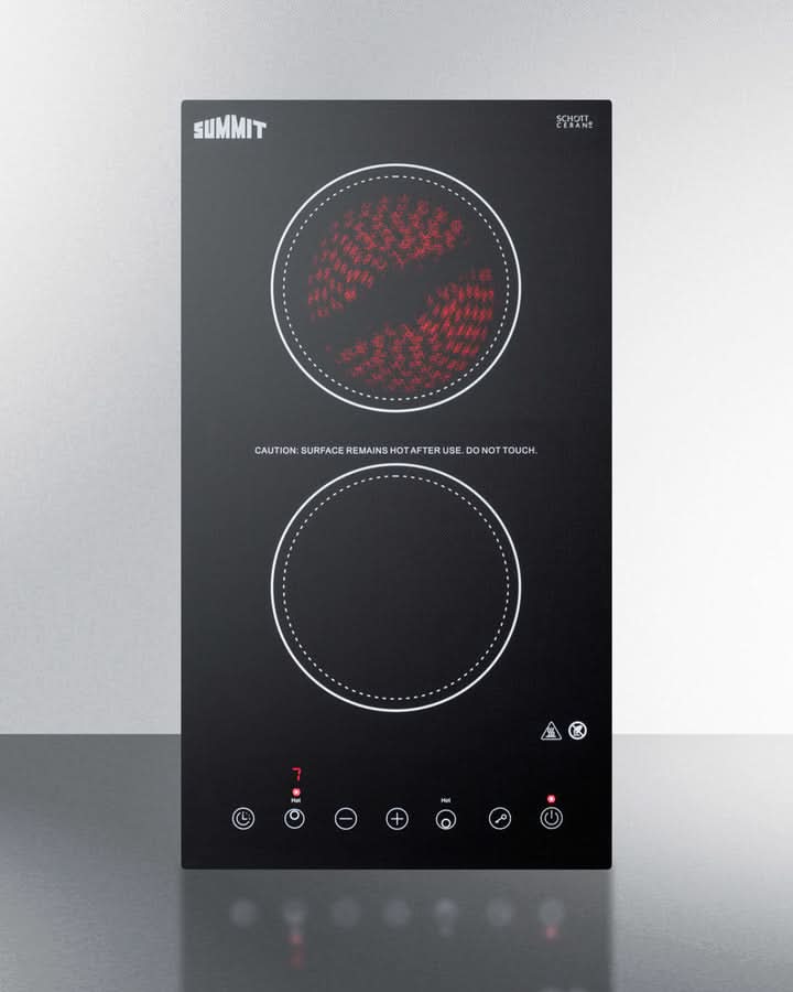 Summit 12 Wide 115V 2-Burner Radiant Cooktop Black - CR2B15T1B
