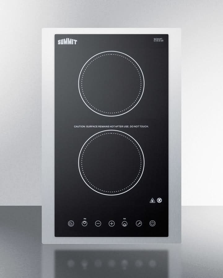 Summit 15 Wide 115V 2-Burner Radiant Cooktop Black - CR2B15T1BTK15