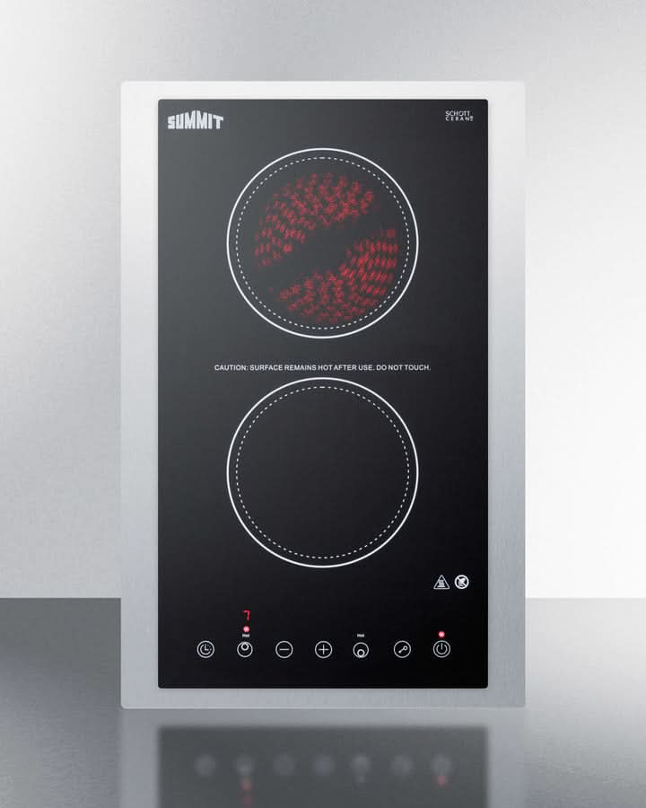 Summit 15 Wide 115V 2-Burner Radiant Cooktop Black - CR2B15T1BTK15
