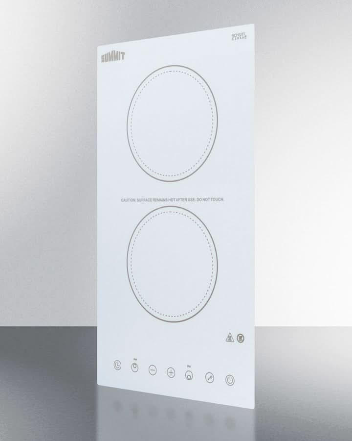 Summit 12 Wide 115V 2-Burner Radiant Cooktop White - CR2B15T2W