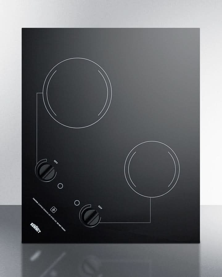 Summit 21 Wide 230V 2-Burner Radiant Cooktop Black - CR2B223G