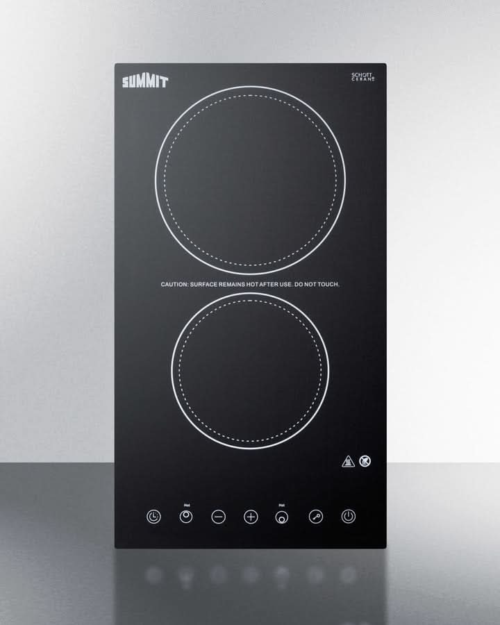 Summit 12 Wide 230V 2-Burner Radiant Cooktop Black - CR2B23T3B