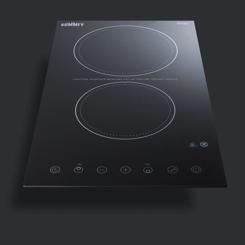 Summit 12 Wide 230V 2-Burner Radiant Cooktop Black - CR2B23T3B