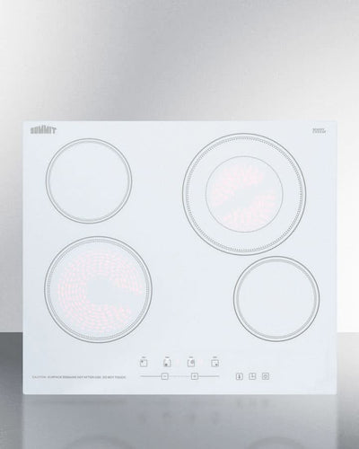 Summit 24 Wide 230V 4-Burner Radiant Cooktop - CR4B23T6W