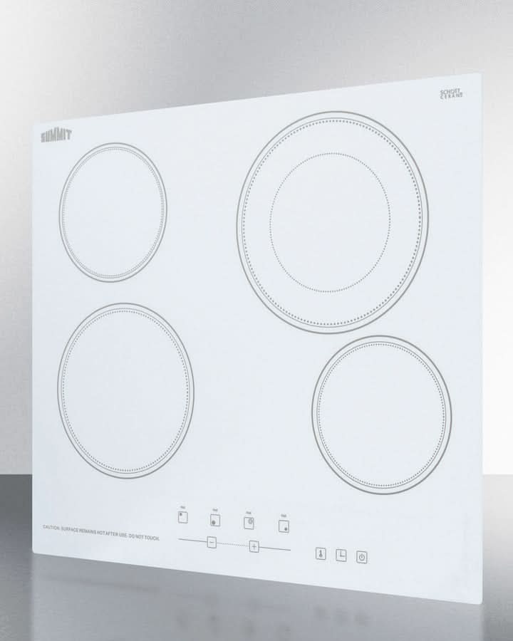 Summit 24 Wide 230V 4-Burner Radiant Cooktop - CR4B23T6W