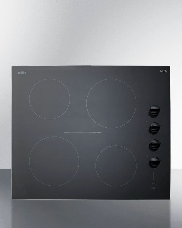 Summit 24 Wide 230V 4-Burner Radiant Cooktop Black - CR4B242BK