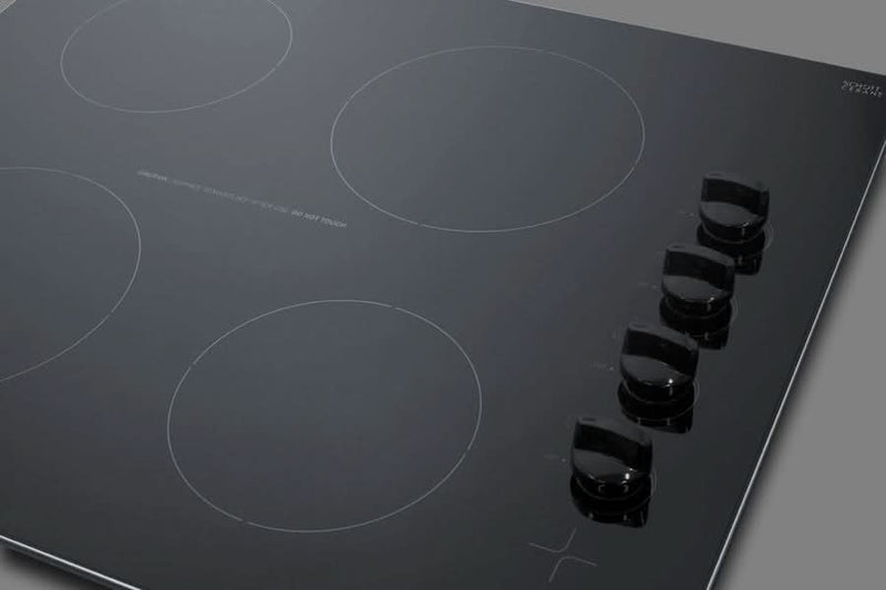 Summit 24 Wide 230V 4-Burner Radiant Cooktop Black - CR4B242BK