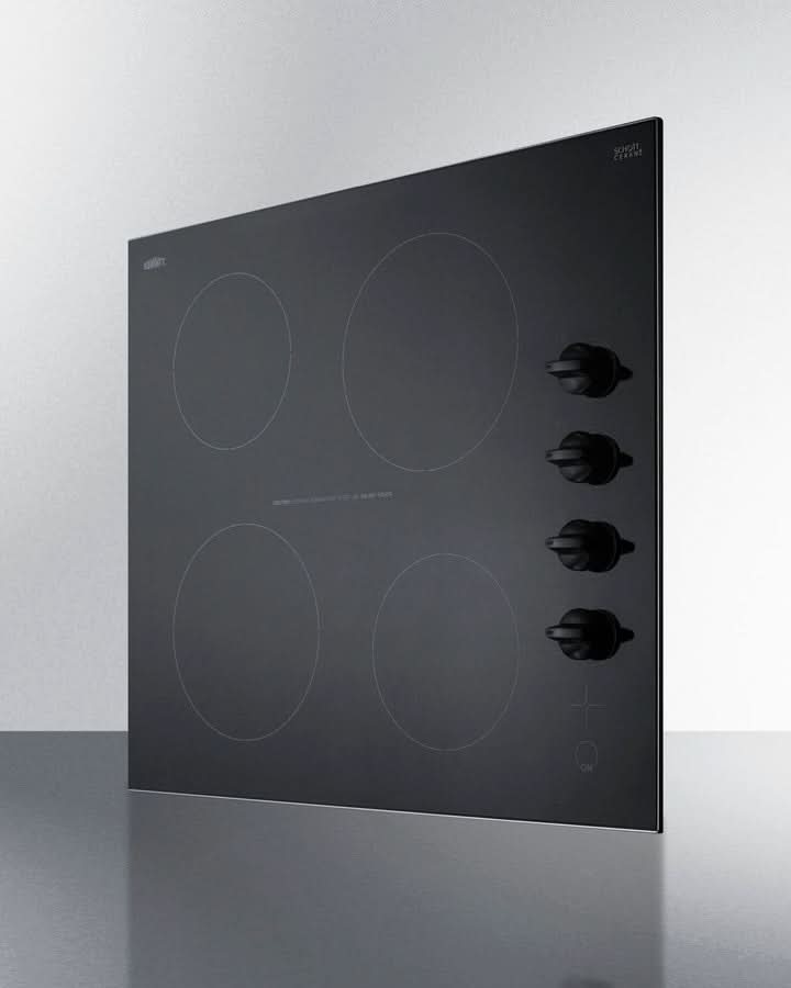 Summit 24 Wide 230V 4-Burner Radiant Cooktop Black - CR4B242BK